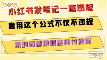 小红书发笔记一直违规,套用这个公式不仅不违规,来的还都是精准的付费粉-优优云网创