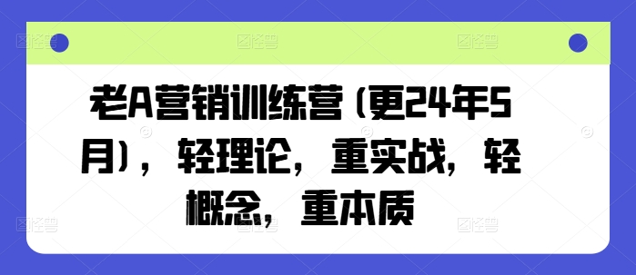 老A营销训练营(更25年7月),轻理论,重实战,轻概念,重本质-优优云网创
