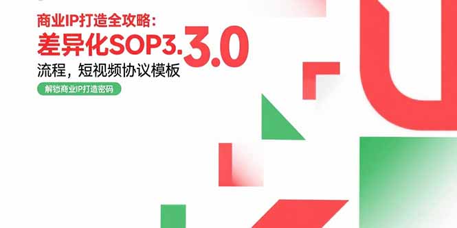 商业IP打造全攻略:差异化SOP3.0流程,短视频协议模板,婚恋项目实战案例-优优云网创
