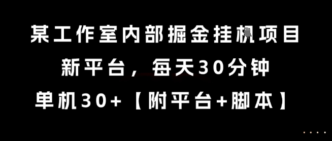某工作室内部掘金挂G项目，新平台，每天30分钟，单机30+【揭秘】-优优云网创