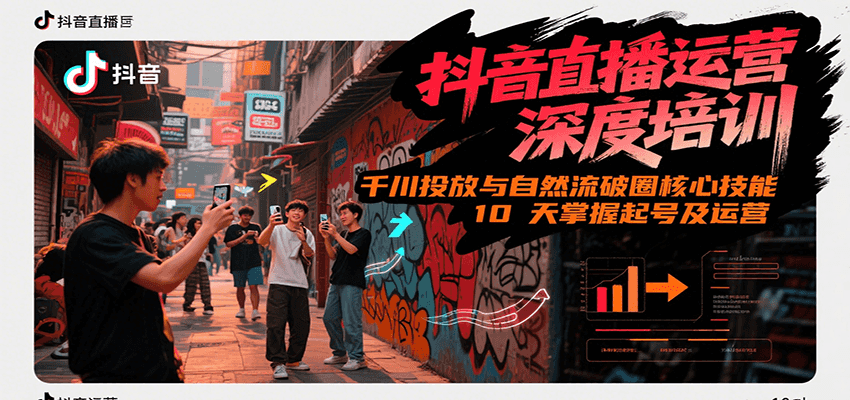 抖音直播运营深度培训,千川投放与自然流核心技能,10天掌握起号及运营(6-7月新课)-优优云网创
