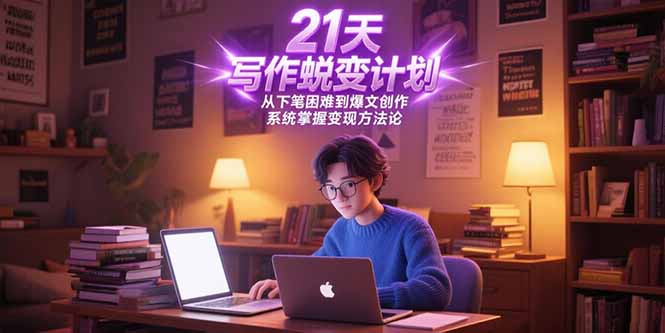 21天写作蜕变计划,从下笔困难到爆文创作,系统掌握变现方法论-优优云网创