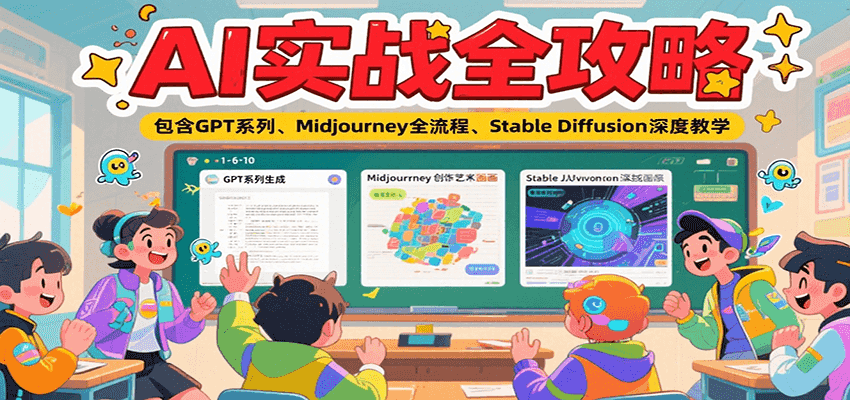 AI实战全攻略,包含GPT系列、Midjourney全流程、Stable Diffusion深度教学-优优云网创